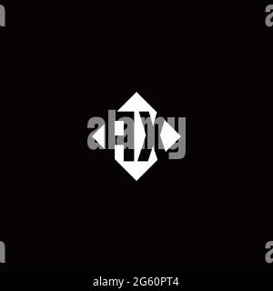 Logo monogramme avec forme carrée en losange isolée sur fond noir Illustration de Vecteur