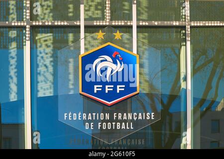 France, Paris, 87 boulevard de Grenelle, Siège de la Fédération française de football (FFF), logo actuel Banque D'Images