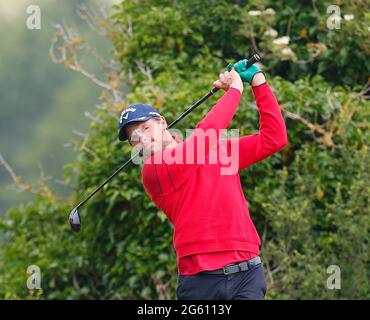 1er juillet 2021 ; Mount Juliet Golf Club, Kilkenny, Irlande ; Dubai Duty Free Irish Open Golf, premier jour ; Thomas Detry est sur le 16ème trou Credit: Action plus Sports Images/Alay Live News Banque D'Images