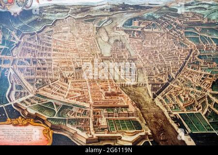 France, Paris, le musée Carnavalet, carte de Paris vers 1632 1641 Banque D'Images
