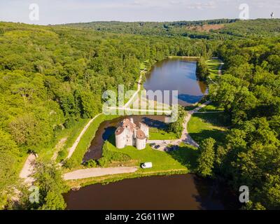 France, Val d'Oise, Forêt de Montmorency, château de chasse (vue aérienne) Banque D'Images