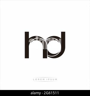 Lettre initiale Split minuscule Monogram moderne lié contour arrondi logo isolé sur fond blanc Illustration de Vecteur