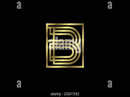 Lettre Golden Capital Lines B. lettres créatives Design, symbole alphabétique graphique pour logo, affiche, invitation. Vecteur Illustration de Vecteur