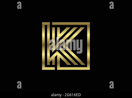 Lettres Golden Capital Lines K. lettres Creative Line Design, symbole alphabétique graphique pour logo, affiche, invitation. Vecteur Illustration de Vecteur