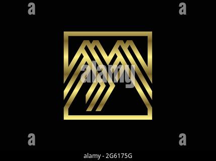 Golden Capital Lines lettre M. Creative Line Letters Design, Graphic Alphabet symbole pour logo, affiche, invitation. Vecteur Illustration de Vecteur