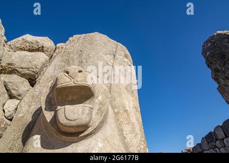 Tir à angle bas des portes à Hattusa, capitale de la civilisation hittite Banque D'Images