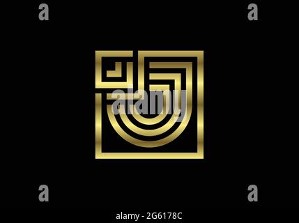 Golden Capital Lines lettre J. Creative Line Letters Design, Graphic Alphabet symbole pour logo, affiche, invitation. Vecteur Illustration de Vecteur