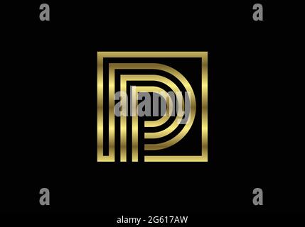 Lettre d'or Capital Lines P. lettres de création Design, symbole alphabétique graphique pour logo, affiche, invitation. Vecteur Illustration de Vecteur