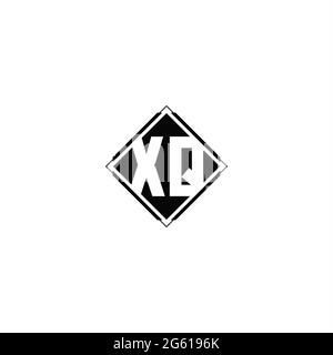 Logo monogramme avec forme carrée en losange isolée sur fond noir et blanc Illustration de Vecteur