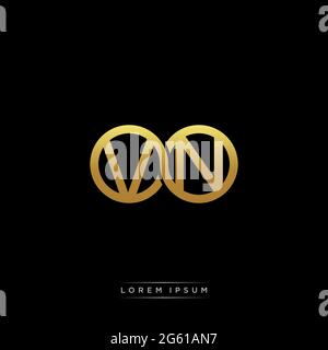lettre initiale cercle lié capitale monogramme logo modèle moderne or couleur version isolée sur fond noir Illustration de Vecteur
