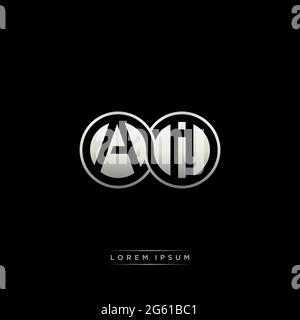 Lettre initiale cercle lié capitale monogramme logo modèle moderne or couleur version isolée sur fond noir Illustration de Vecteur