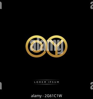 lettre initiale cercle lié capitale monogramme logo modèle moderne or couleur version isolée sur fond noir Illustration de Vecteur