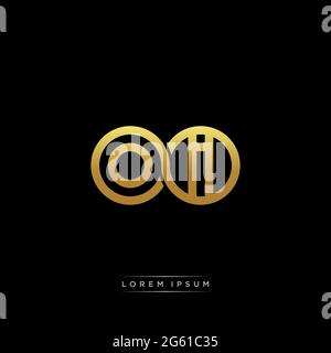 lettre initiale cercle lié capitale monogramme logo modèle moderne or couleur version isolée sur fond noir Illustration de Vecteur