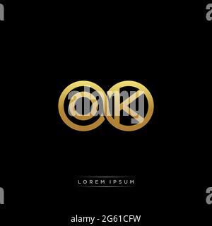 lettre initiale cercle lié capitale monogramme logo modèle moderne or couleur version isolée sur fond noir Illustration de Vecteur