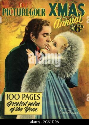 Couverture de PICTUREGOER avec TYRONE POWER et NORMA SHEARER en MARIE ANTOINETTE directrice W.S. VAN DIKE British film Magazine Noël annuel pour Noël 1938 Banque D'Images