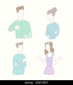 Illustration de vecteur plat de conflit de relation homme-femme. Jeu de concepts personnages, People Quarrel Illustration de Vecteur