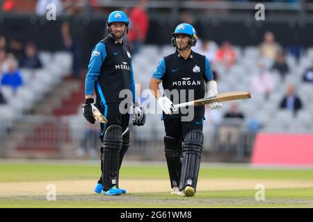 Manchester, Royaume-Uni. 1er juillet 2021. Brett d'Olivera, de Worcestershire Rapids, est sorti pour 2 courses à Manchester, Royaume-Uni le 7/1/2021. (Photo de Conor Molloy/News Images/Sipa USA) crédit: SIPA USA/Alay Live News Banque D'Images