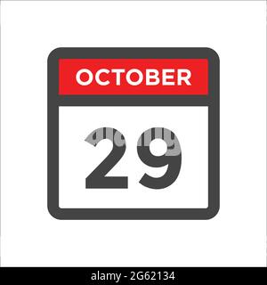 Icône du calendrier d'octobre 29 - jour du mois Illustration de Vecteur