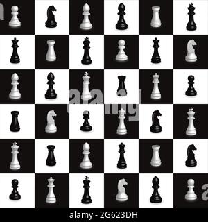 Échecs sans couture. Chess 3d noir et blanc. Élément de décoration géométrique. Dessin vectoriel. Arrière-plan en mosaïque noire. Concept de couverture moderne. Illustration de Vecteur
