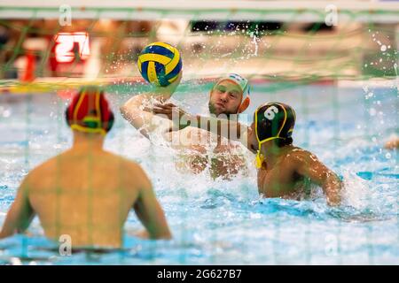 Pays-Bas. 1er juillet 2021. La Haye, PAYS-BAS - 1 JUILLET: #12 Thomas Lucas (pays-Bas) pendant le match de water-polo amical pays-Bas / Allemagne - Uitzwaaiwedstrijden 2021 à Zwembad het Hofbad le 2 juillet 2021 à la Haye, pays-Bas (photo de Ron Hoenson/Orange Pictures) Credit: Orange pics BV/Alay Live News Banque D'Images