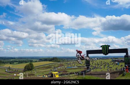 Vue générale de EMX125 / EMX250 entraînement libre, pour la jambe britannique des Championnats du monde FIM Motocross 2021 le samedi 26 juin 2021, à l'affaire Banque D'Images