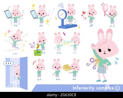 Un ensemble de fille de lapin sur complexe d'infériorité.c'est l'art vectoriel ainsi il est facile à éditer. Illustration de Vecteur