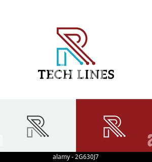 R lettre Shape Technology Lines logo Internet Business Illustration de Vecteur