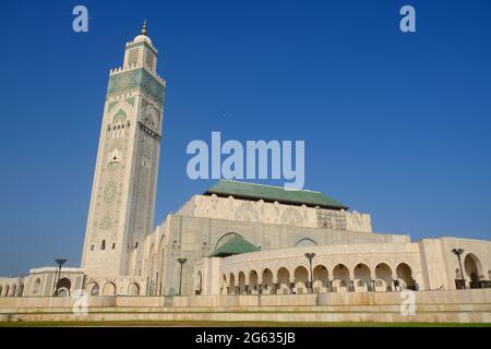 Maroc Casablanca - Mosquée Hassan II vue panoramique Banque D'Images