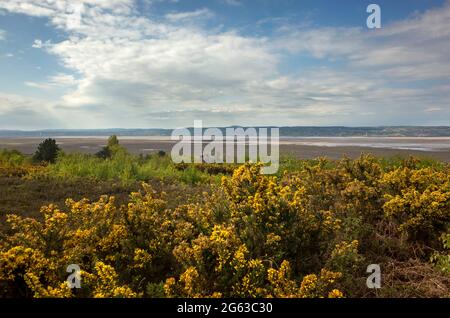 Vue de Heswall sur les collines galloises et l'estuaire de la Dee Banque D'Images