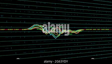 Le graphique multicolore se déplace sur fond noir Banque D'Images