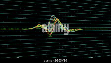 Le graphique multicolore se déplace sur fond noir Banque D'Images