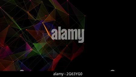 Formes géométriques multicolores sur fond noir Banque D'Images