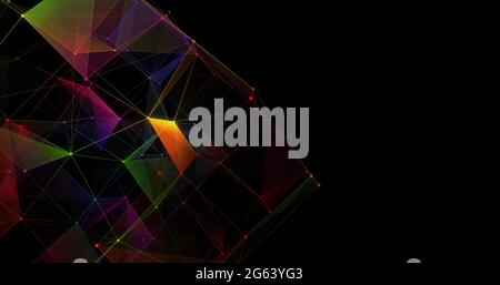 Formes géométriques multicolores sur fond noir Banque D'Images