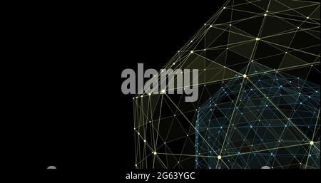Sphère constituée de connexions sur fond noir Banque D'Images