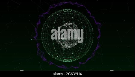 Sphère constituée de connexions sur fond noir Banque D'Images