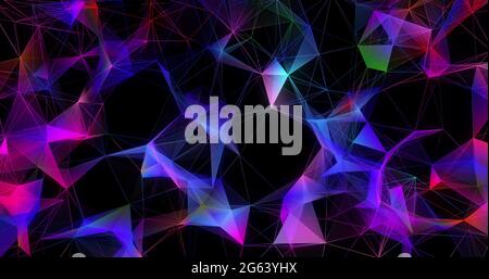 Formes géométriques multicolores sur fond noir Banque D'Images