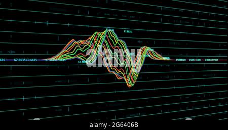 Le graphique multicolore se déplace sur fond noir Banque D'Images