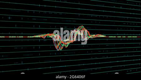 Le graphique multicolore se déplace sur fond noir Banque D'Images