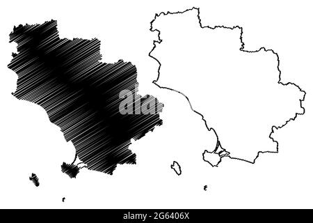 Carte de la province de Grosseto (Italie, République italienne, Toscane ou Toscane) illustration vectorielle, scribble sketch carte de la province de Grosseto Illustration de Vecteur