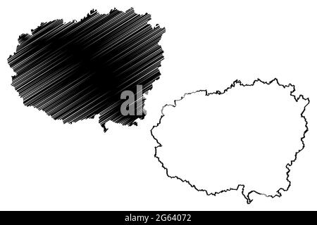 Carte de la province de Cuneo (Italie, République italienne, région du Piémont) illustration vectorielle, croquis de scribble carte de la province de Coni Illustration de Vecteur