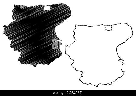 Province de Foggia (Italie, République italienne, région des Pouilles) carte illustration vectorielle, croquis de scribble carte de la province de Daunia ou de Capitanata Illustration de Vecteur