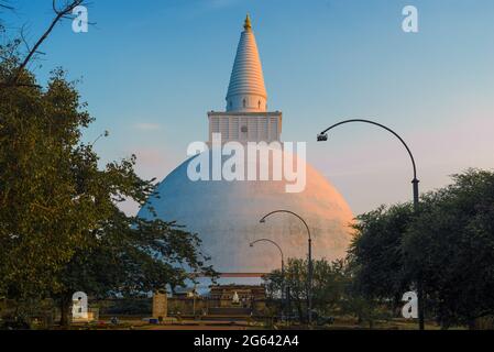 L'ancien Mirisawetiya Dagoba, une soirée ensoleillée. Anuradhapura, Sri Lanka Banque D'Images