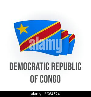 Drapeau vectoriel de la RD Congo. Drapeau congolais agité. Illustration vectorielle. Illustration de Vecteur