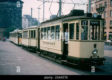 Tramway historique conservé n° 867 en 1981, Nuremberg, Bavière, Allemagne Banque D'Images