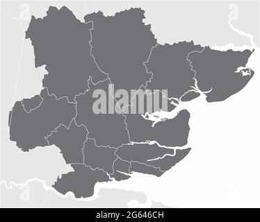 La carte administrative du comté d'Essex est divisée en districts, en Angleterre Illustration de Vecteur