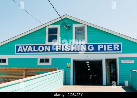 Panneau Avalon Fishing Pier, à Avalon, The Outer Banks, Caroline du Nord Banque D'Images