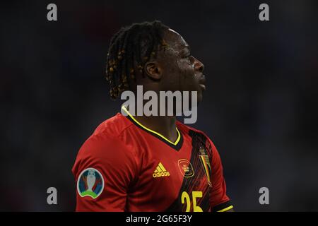 Munchen, Allemagne. 2 juillet 2021. Jeremy Doku (Belgique) lors du match de quart de finale du Championnat d'Europe 2020 de l'UEFA entre la Belgique 1-2 Italie à Allianz Arena le 02 juillet 2021 à Munchen, Allemagne. Credit: Maurizio Borsari/AFLO/Alay Live News Banque D'Images