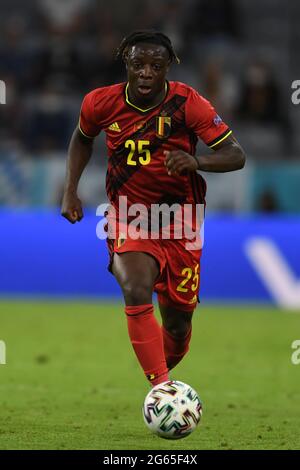 Munchen, Allemagne. 2 juillet 2021. Jeremy Doku (Belgique) lors du match de quart de finale du Championnat d'Europe 2020 de l'UEFA entre la Belgique 1-2 Italie à Allianz Arena le 02 juillet 2021 à Munchen, Allemagne. Credit: Maurizio Borsari/AFLO/Alay Live News Banque D'Images