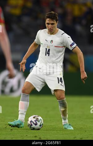 Munchen, Allemagne. 2 juillet 2021. Federico Chiesa (Italie) lors du championnat d'Europe de l'UEFA 2020 quart de finale entre la Belgique 1-2 Italie à Allianz Arena le 02 juillet 2021 à Munchen, Allemagne. Credit: Maurizio Borsari/AFLO/Alay Live News Banque D'Images