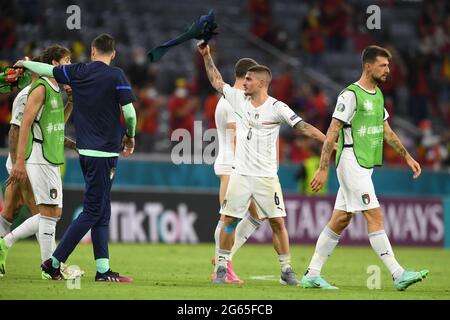 Munchen, Allemagne. 2 juillet 2021. Marco Verratti (Italie) lors du match de quart de finale du Championnat d'Europe 2020 de l'UEFA entre la Belgique 1-2 Italie à Allianz Arena le 02 juillet 2021 à Munchen, Allemagne. Credit: Maurizio Borsari/AFLO/Alay Live News Banque D'Images